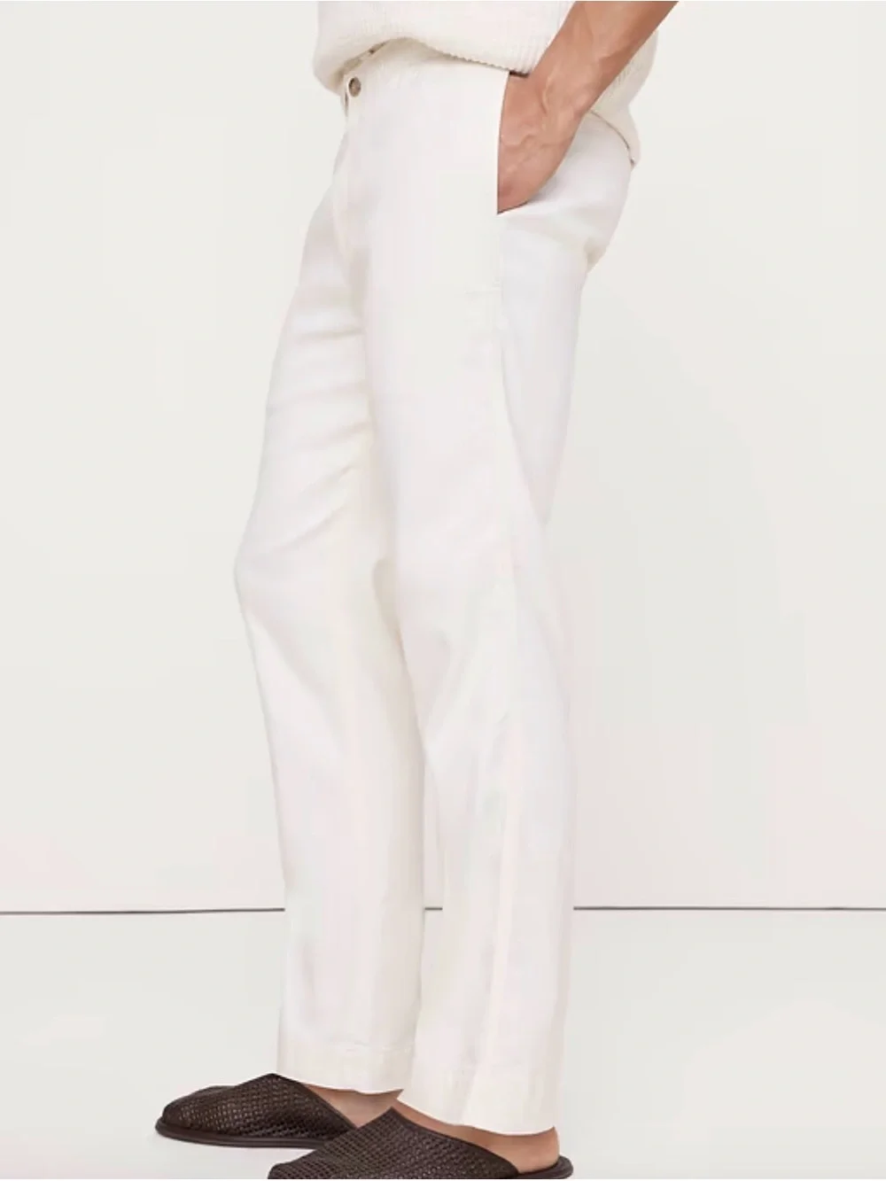 NWT Banana Republic Linen Cotton Straight  Traveler Pull on pant Sz S